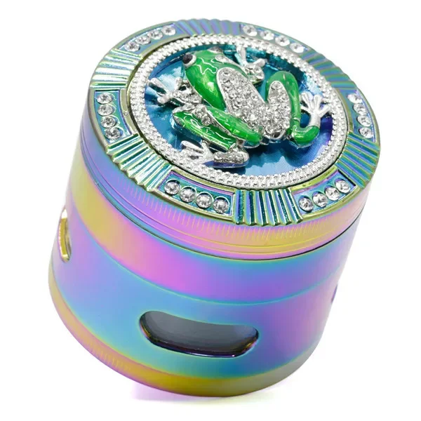 Tobacco Grinder Frog Shape 4 Layers 63mm Rainbow Color Zinc Alloy Metal Herb Grinder Spice Crusher