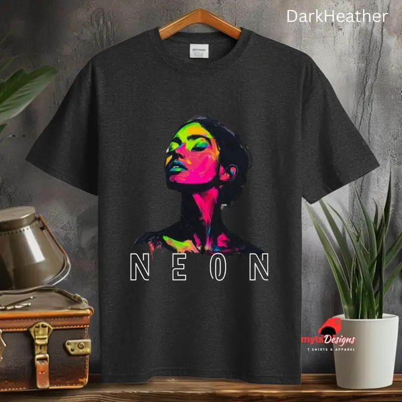 NeonT shirt Woman Silhouette Neon T Vibrant Retro 80s Style Party Outfit Women's Festival Top