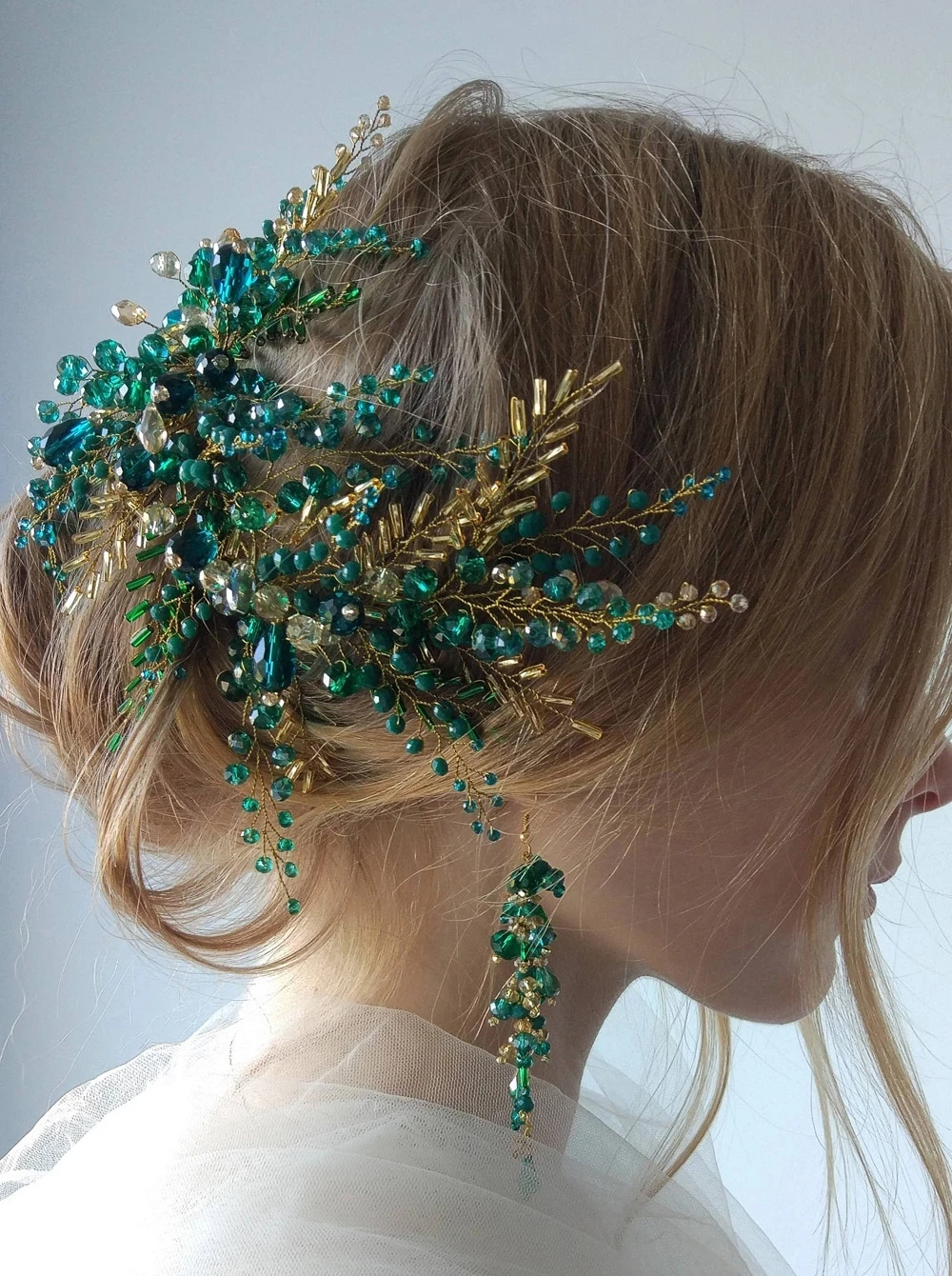 Fashion Green Crystal Rhinestone Headbands Women Bridal Hairbands Wedding Hair Jewelry Handband Head Vines image 5