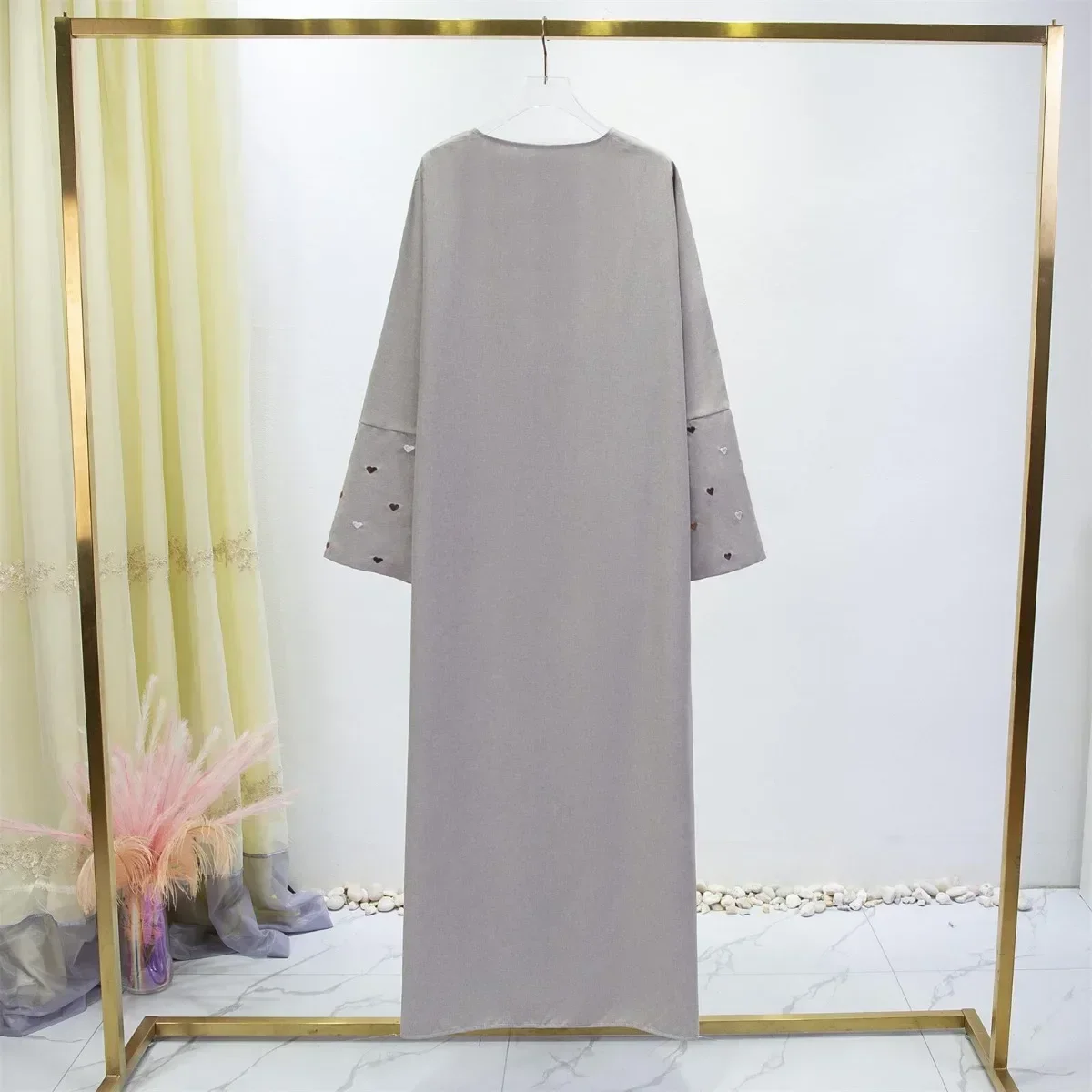 Women Jilbabs Open Front Abaya Long Sleeve Maxi Length Dress Womens Clothing Muslim Cardigan Abayas Embroidery Out Kaftans