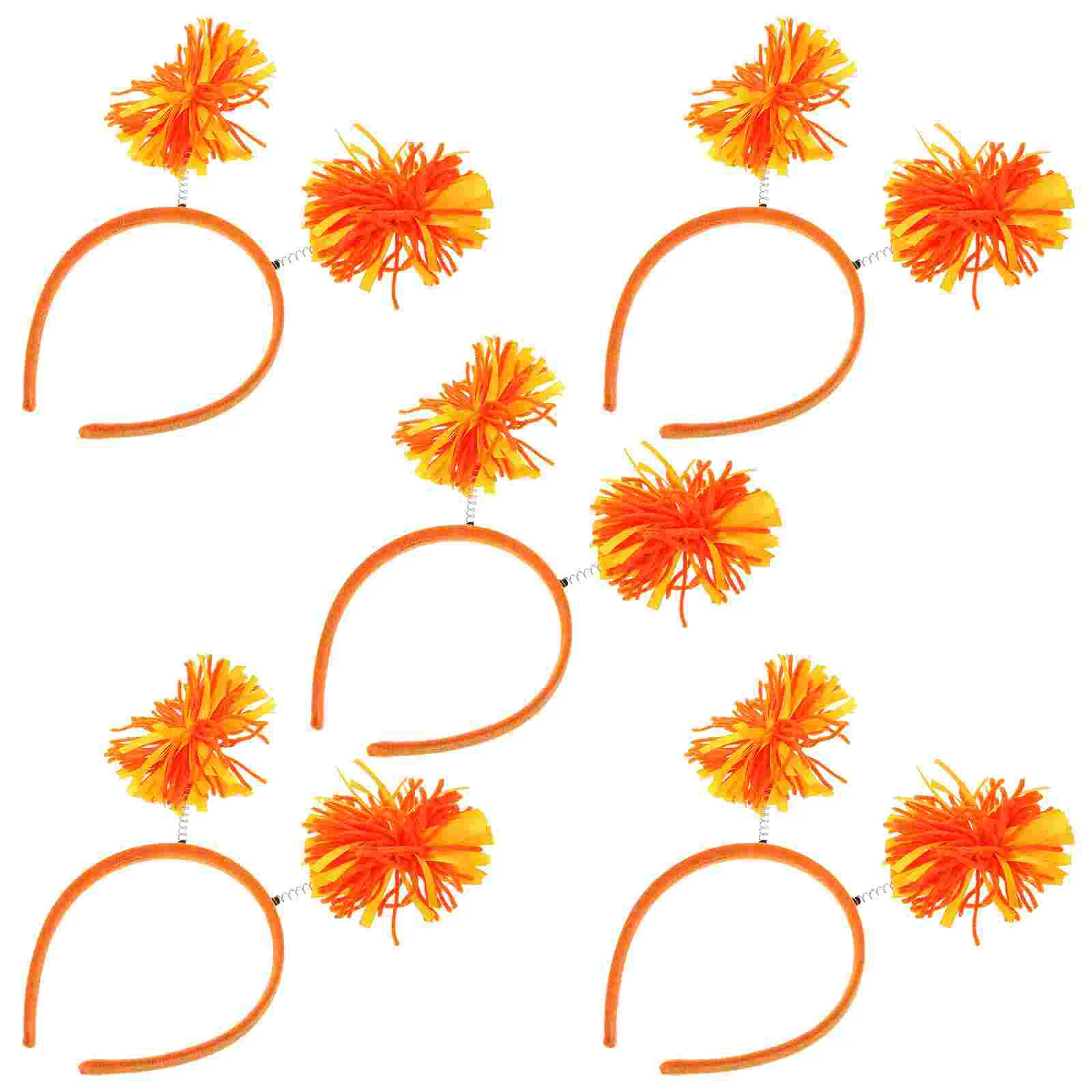 

5 Pcs Thick Party Headband Bands Carnival Hair Cheerleading Pom Poms Orange Spring Headbands