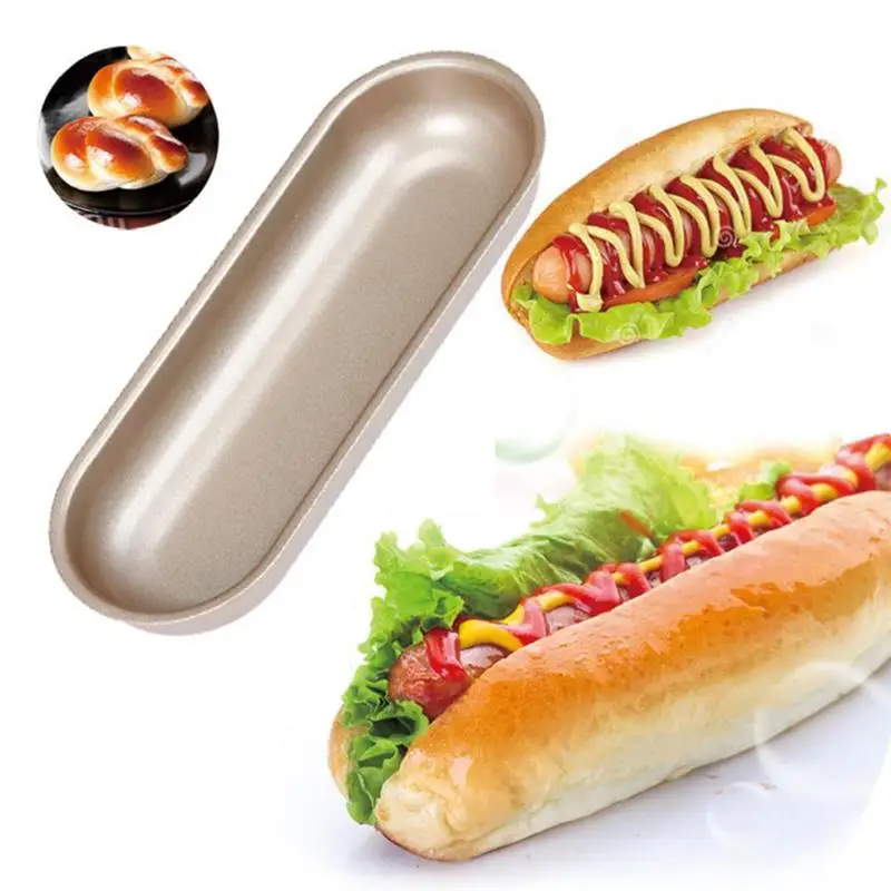 

Hot Dog Mold Bun Pan Hotdog Bread Mould Non Stick Bakeware 7 Inch Oval Cozinha Cozinhar Kitchen Accessories Baking Tools