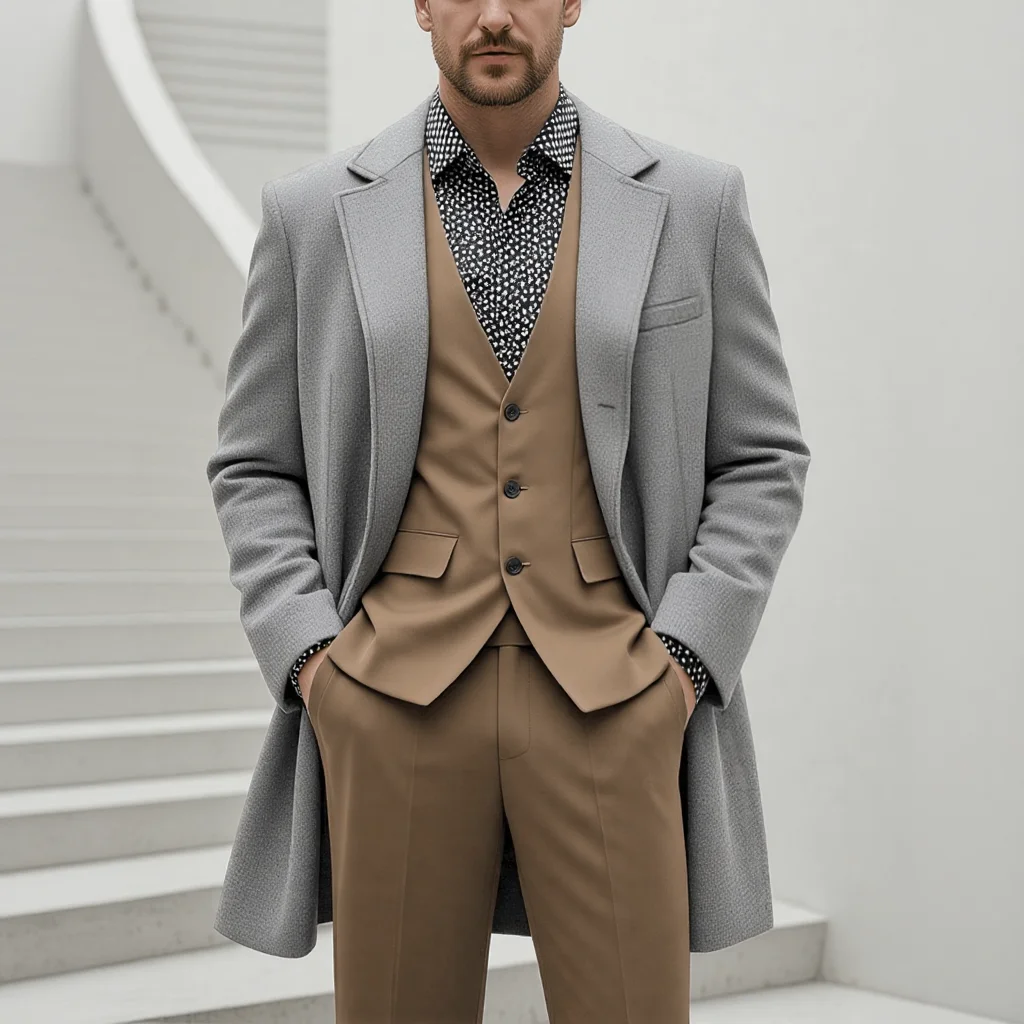 

Fashion Retro Woolen Trench Coat Thickened Windproof Winter Overcoat with Stand Collar - Streetwear Casual