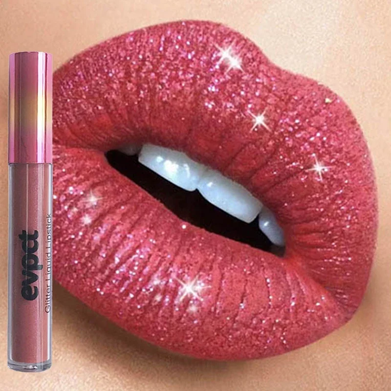 15 Colors Glitter Liquid Lipsticks Waterproof Long Lasting Diamond Shimmer Lip Gloss Red Pink Women Makeup Nude Matte Lip Stick