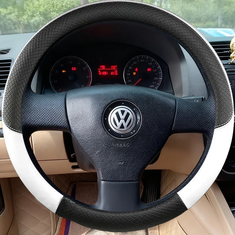 Car Steering Wheel Cover Braid Leather For Volkswagen VW Golf 5 V Golf Plus Polo Jetta Tiguan Touran Steering-Wheel Cover Wrap