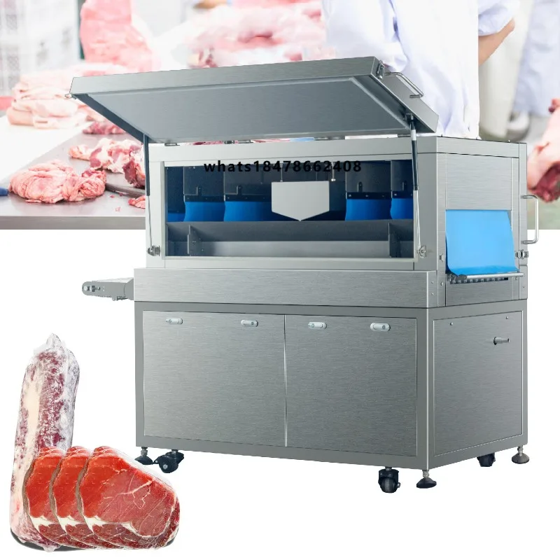 Food Industrial Use Hot Water Shower Meat Cheese Shrink Tunnel Food Wrapping Machine Conveyor Type Shrink tank Packing Machine