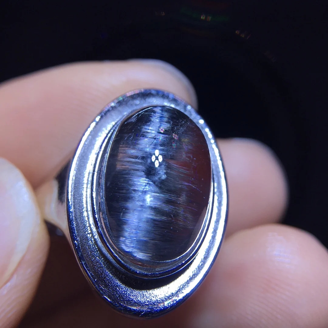 

Natural Brookite Platinum Rutilated Quartz Ring 14.8/9.5mm Woman Men Water Drop Lucky AAAAA