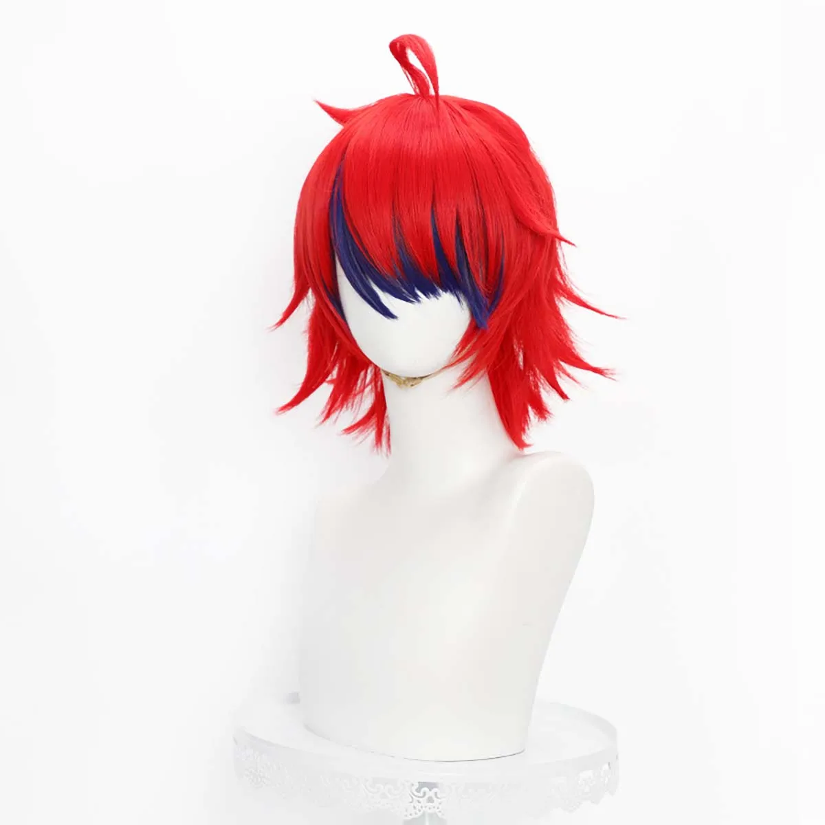 Erwachsene Männer Cosplay-Perücke: Sumino Takumi in Weinrot mit Dunkelblauem Haarteil