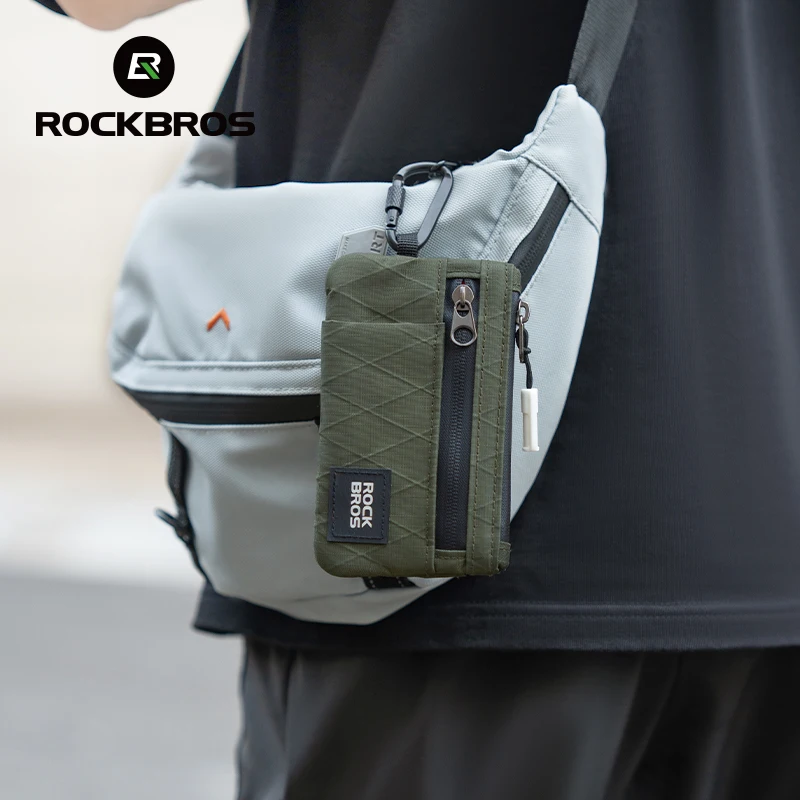 ROCKBROS Borsa per telefono da ciclismo Borsa a mano portatile leggera con fibbia appesa Borsa per carte multifunzione Borsa per riporre oggetti