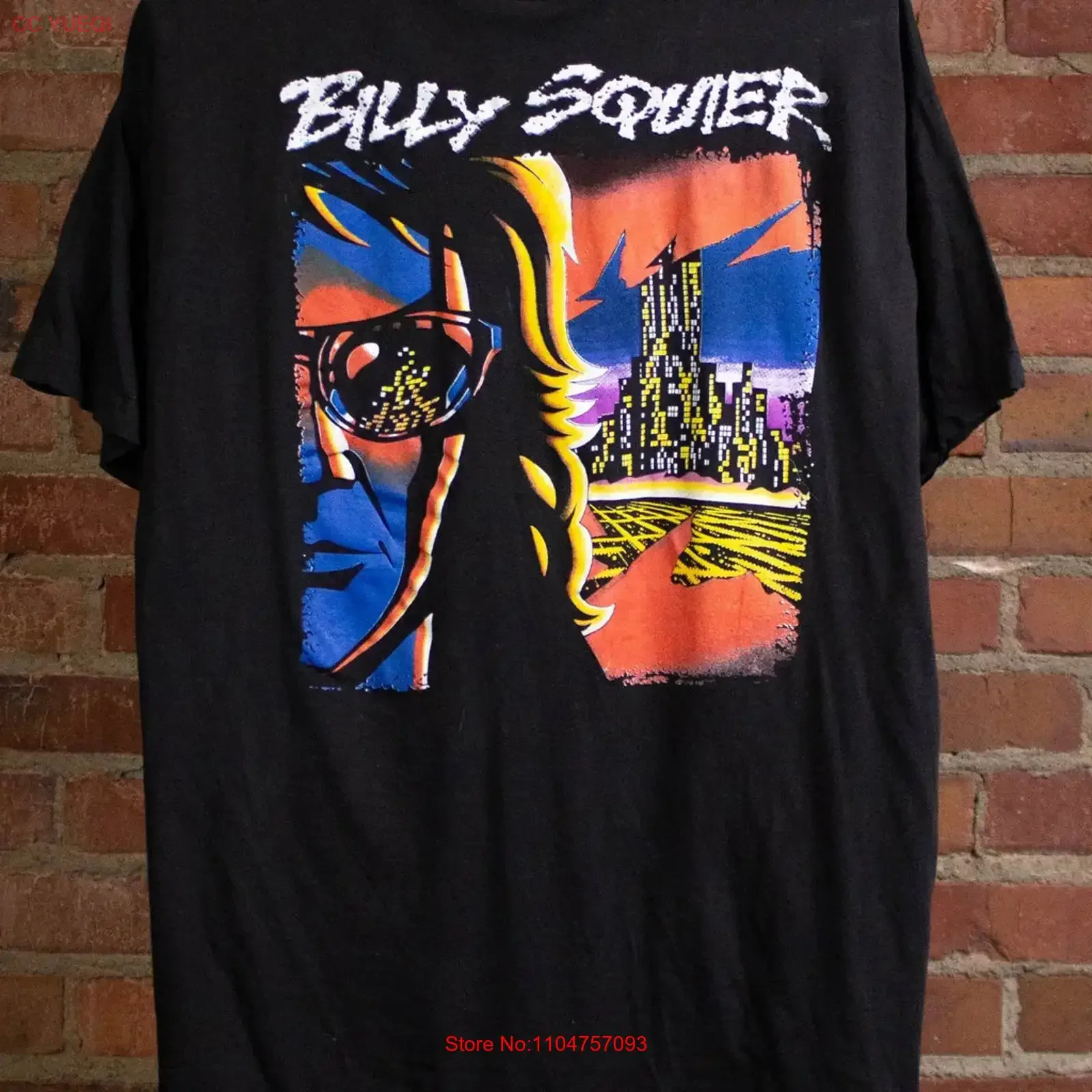 Camiseta negra VTG Billy Squier, todas las tallas S a 5XL XZ662, estilo vintage, lavada, a la moda, suave, ligeramente estilo streetwear, elegante