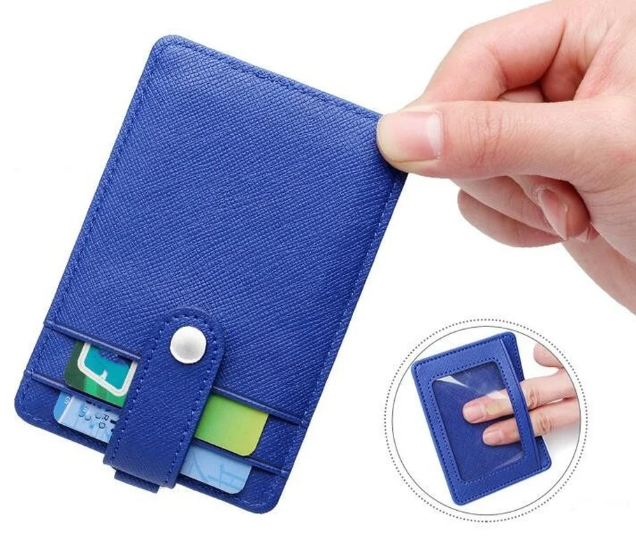 PU Leather Badge Holder with Retractable Lanyard ID Card Holder Name Tag School Office Supplies