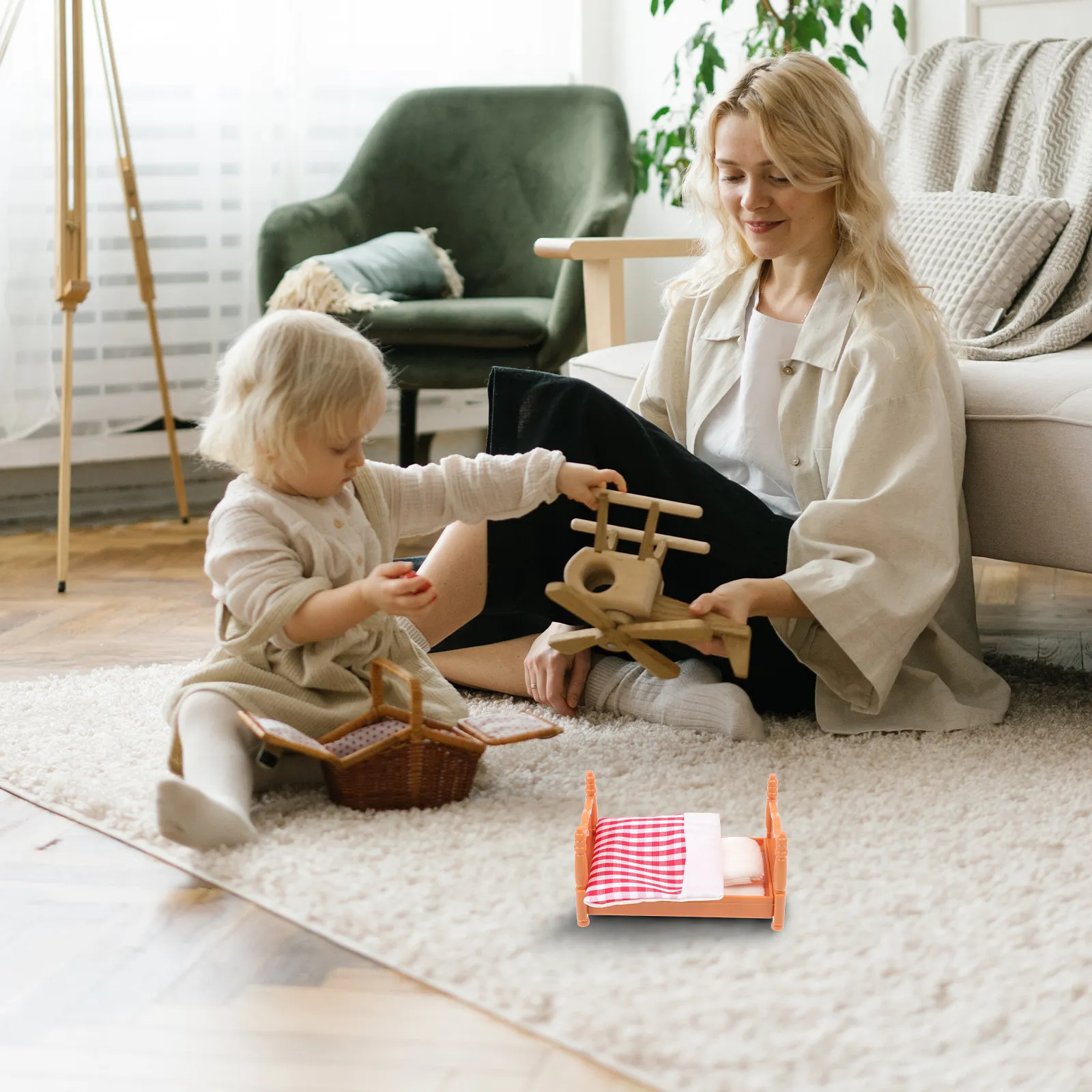 

Набор миниатюрных украшений для кровати, для моделей мини-мебели, легкий, портативный, удобный для хранения, подарок на Рождество, день рождения, для дома