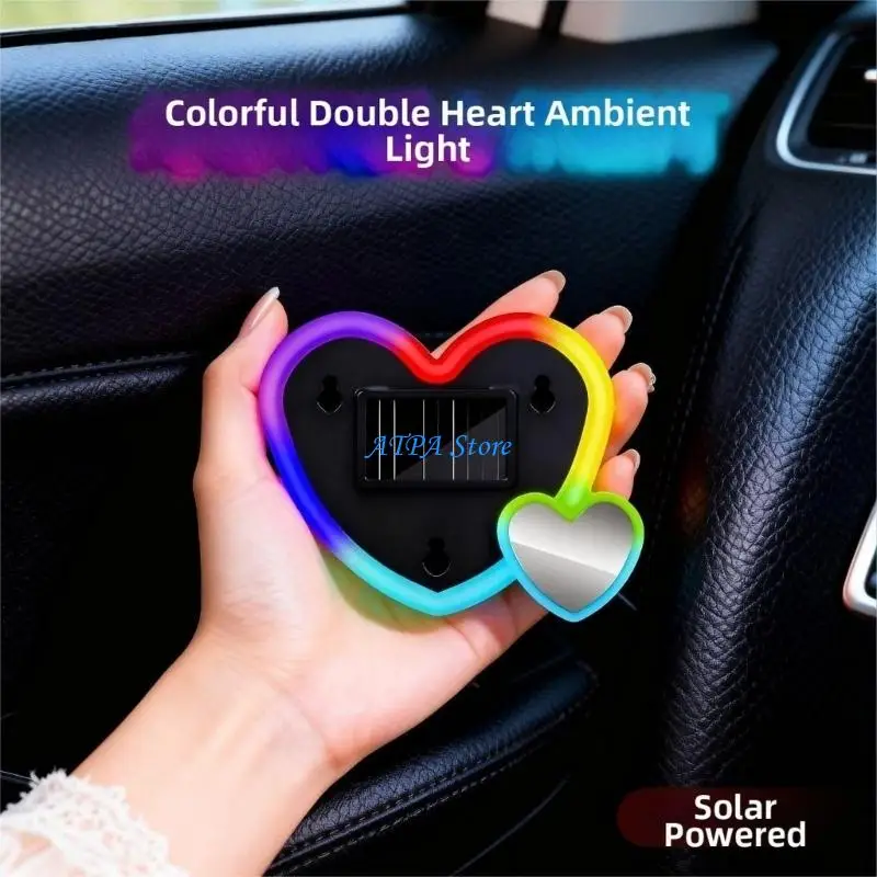U13C Easy Installation Wireless Solar Car Dashboard Light Heart Shaped Neons And Multiple Light Option with Suction Cup