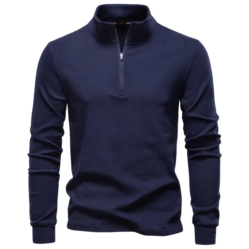 Sweat-shirt à manches longues pour hommes, col montant, demi-fermeture éclair, coque souple, respirant, chaud, pull décontracté, veste Streetwear, nouvelle collection 2025 ‌