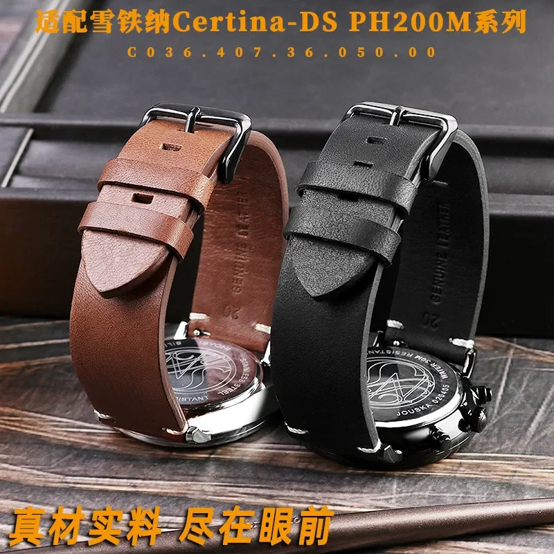 Genuine Leather Watch Strap for Certina Certina-DS Ph200m Series Leather Watch Band 20mm