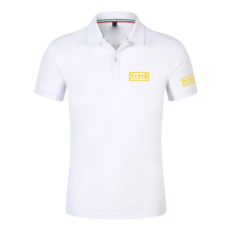 Funny Mathematics 1+1=3 Logo Print Men's 2026 Quick-drying Short-sleeved Polo Shirt Sports Fitness Breathable and Cool Lapel Top