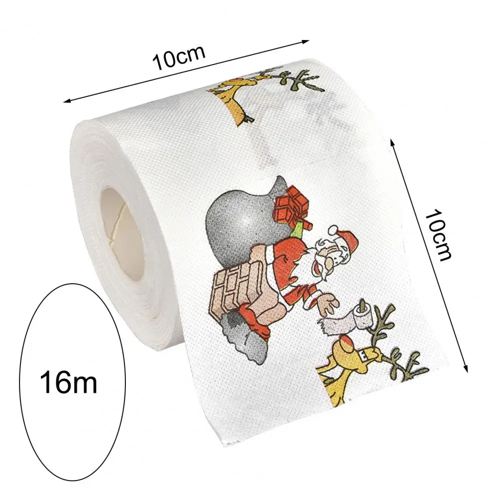 Christmas Roll Paper Disposable Kitchen Paper Towels Santa Claus Christmas Tree Bath Toilet Roll Paper Tissue Napkins Decoration