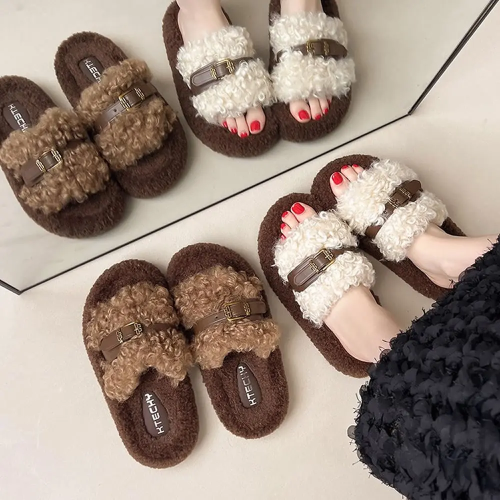 العصرية المرأة فروي النعال ملابس خارجية سميكة القاع زيادة فرو الضأن نعال من القطن الخريف الشتاء المطاط ترقية Versi #1