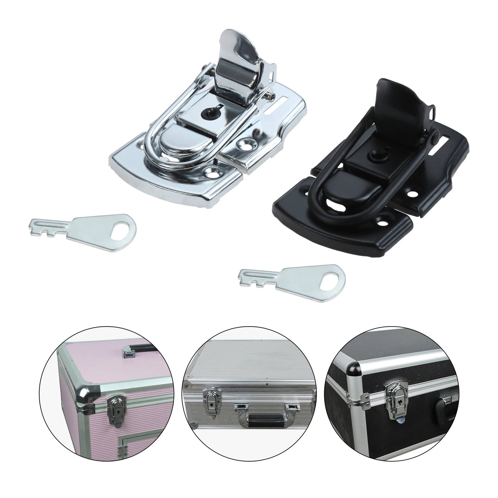 1Pc Box Latch Hasp Wooden Box Iron Tool Cabinet Fitting Lock Bag Spring Belt Hasp Buckle Hardware Package Accessories 76*45mm