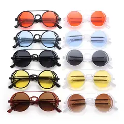 1PC Punk Steampunk Sunglasses Double Spring Temples Sun Glasses Fashion Round Sunglasses Gothic Style UV400 Protection Eyewear