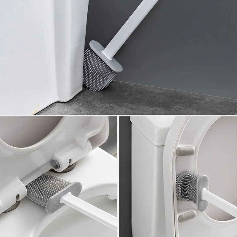 1 Stück Silikon-Wandmontierte Toilettenbürste mit Langem Griff - Langlebiges und Leicht zu Reinigendes Badezimmer-Reinigungszubehör für Toilettenhygiene – Detail 4