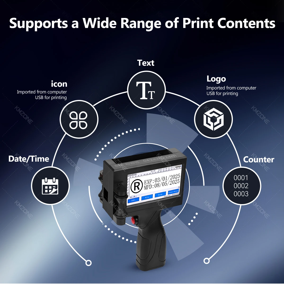 12.7 Label Printer Handheld Inkjet Printer Batch Code Date Number Logo Expiry Date Coding Portable English chine Permanent Save