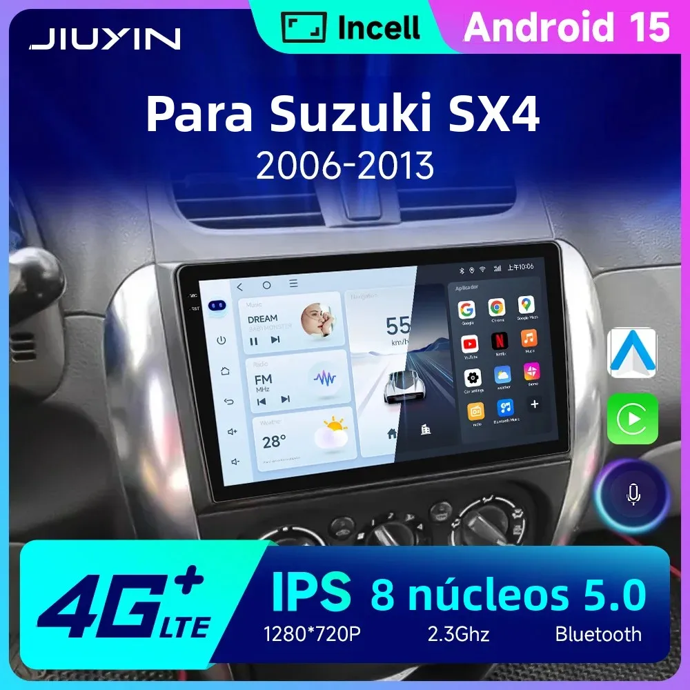 Radio para Auto para Suzuki SX4 2006-2013 Fiat Sedici 2005-2014 Reproductor Multimedia de Video Navegación Android 15 2din Carplay Estéreo Audio
