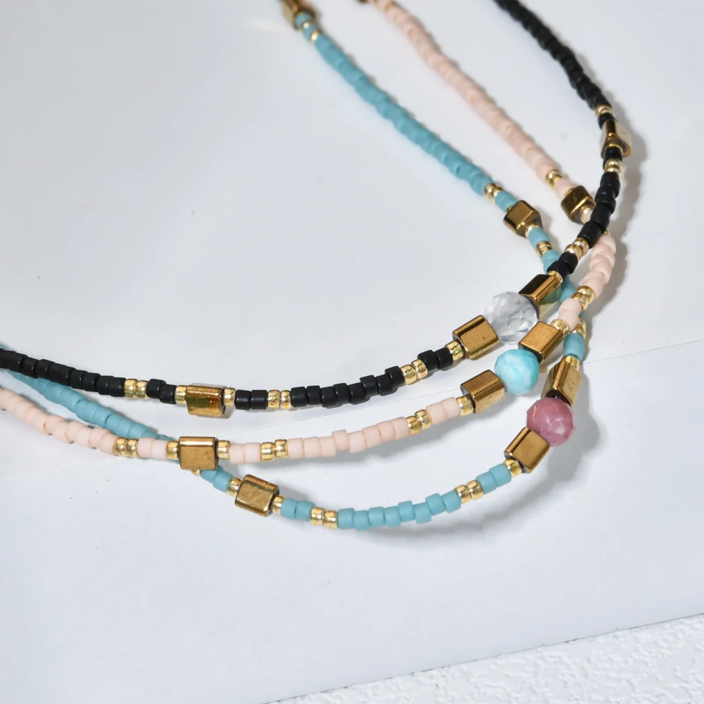 ZMZY Miyuki Beads Fashion Light Luxury Colorful Natural Stone Beaded Necklace Women\'s Gift Wedding Jewelry Necklace 2025 New