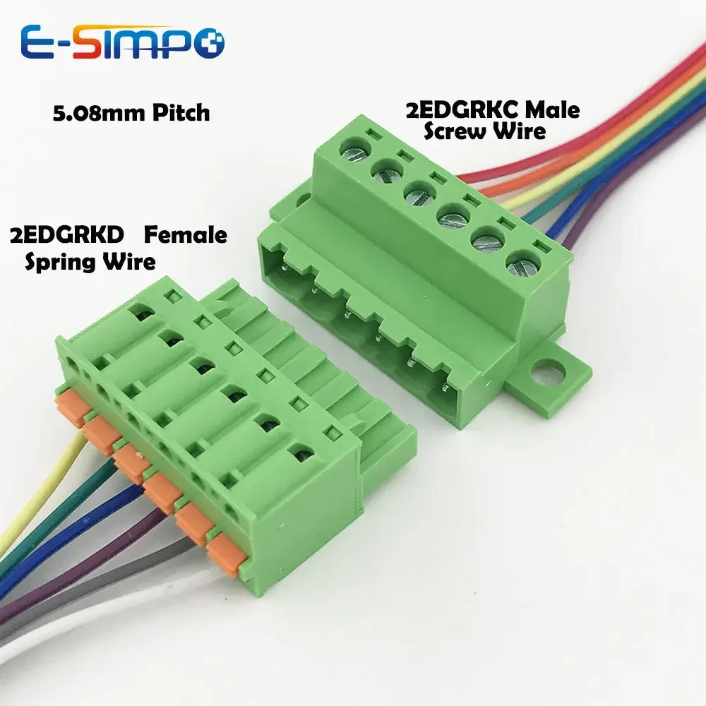 10pcs/5Pairs Docking Female Male Lock Fix Butt Joint 2EDGKD 15EDGRKC-3.81/5.08mm 2-16P Plug Spring Screw Wire Terminal Block
