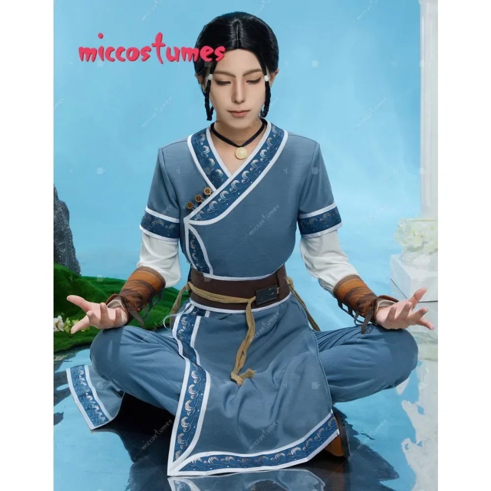 COSPLAY.FM Women's Anime Katara Cosplay Costume Top and Pants with Necklace and Belt