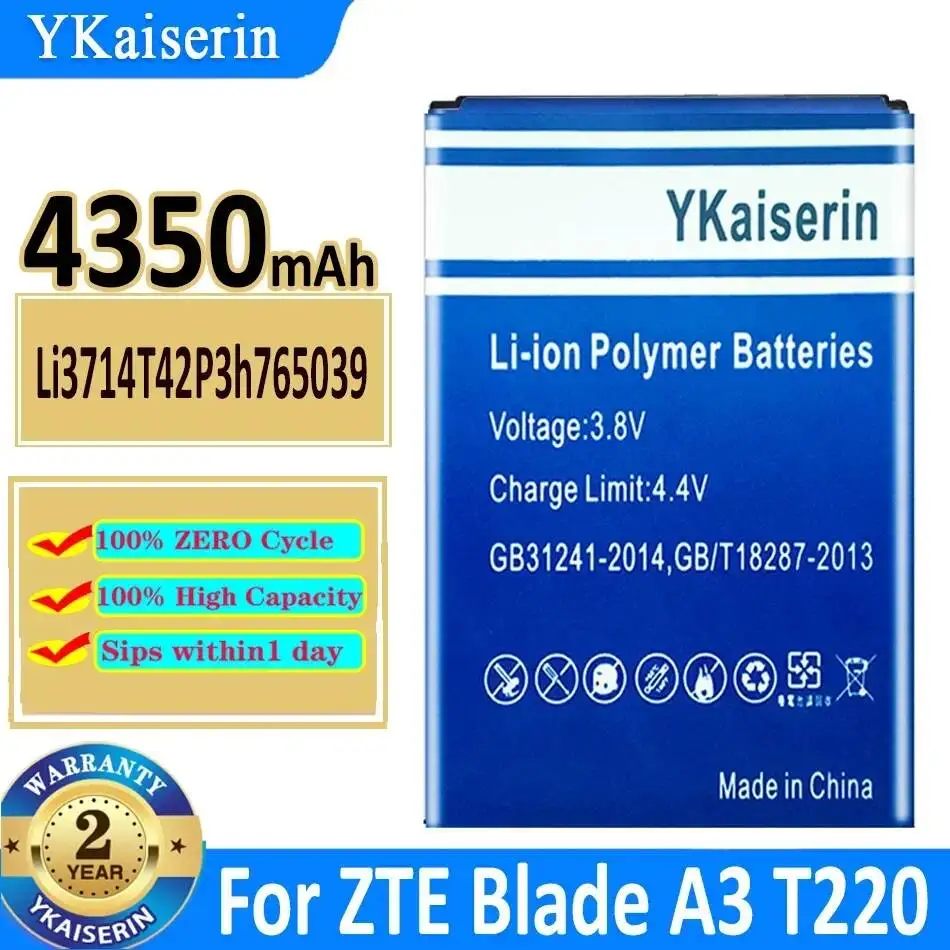 

Reliable Power Supply Premium Replacement Li3714t42p3h765039 4350Mah Mobile Phone Battery For Zte Blade A3 T220 AF3 T221 A5 AF5