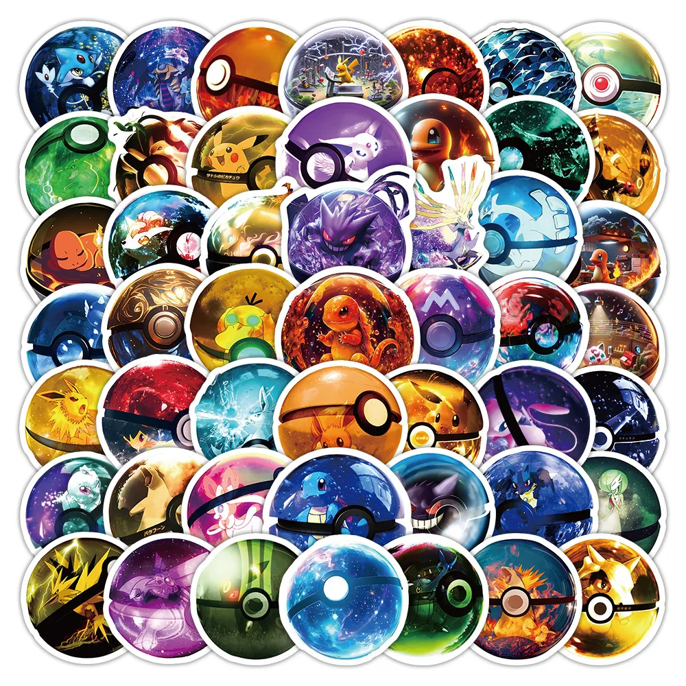 55/60 個ポケモンボール落書きステッカー装飾ラップトップ水カップコンピュータハンドバッグステッカー子供文具ステッカー