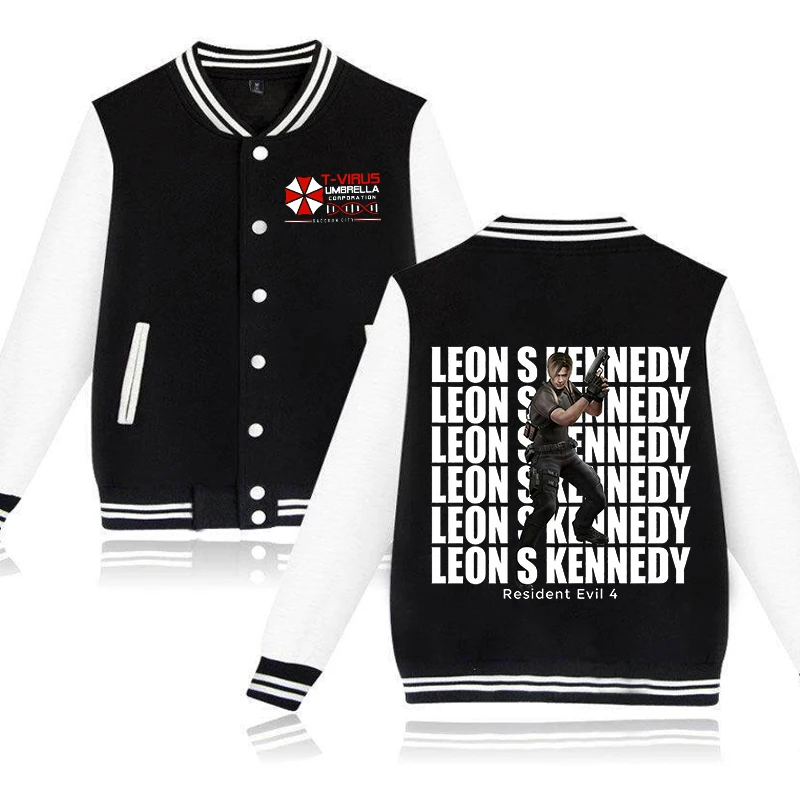 Бейсбольная куртка Resident Evil для мужчин, аниме-куртка Леона Кеннеди, весенне-осеннее пальто для мальчиков, одежда с длинными рукавами для взрослых, подарок на день рождения