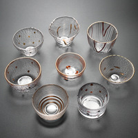 Gold Painted Small Tea Coffee Sake Glass Cups Mini Cup Factory Wholesale Heat Resistant Shot Glasses 1 Piece