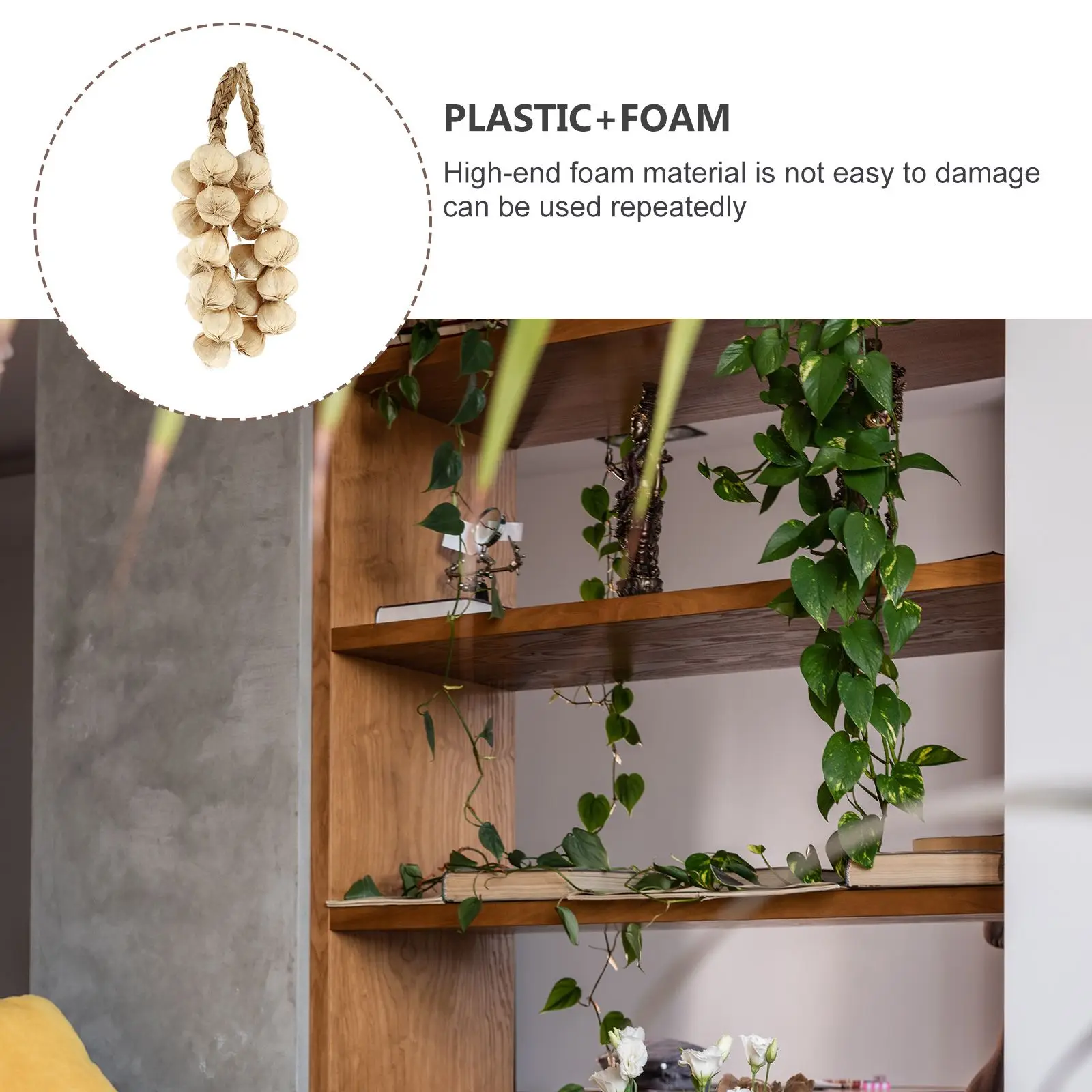 2 Pcs Fake Garlic Strings Realistic Decorations Hanging Home Kitchen Party Harvest Day Vegetable Models