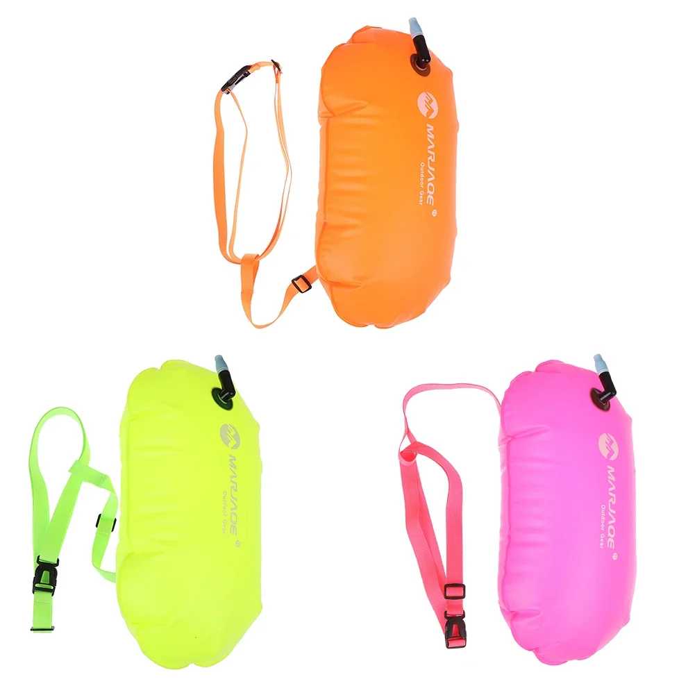 Inflatable Swim Buoy Drybag for Water Sport Swimmers Tow Float Dry Air Bag with Waist Belt Storage Safety Pouch