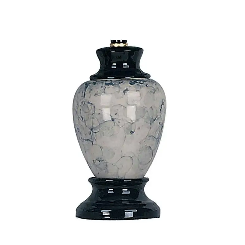 13-Inch Ceramic Table Lamp, Urn-Style with Black Finish & Linen Shade