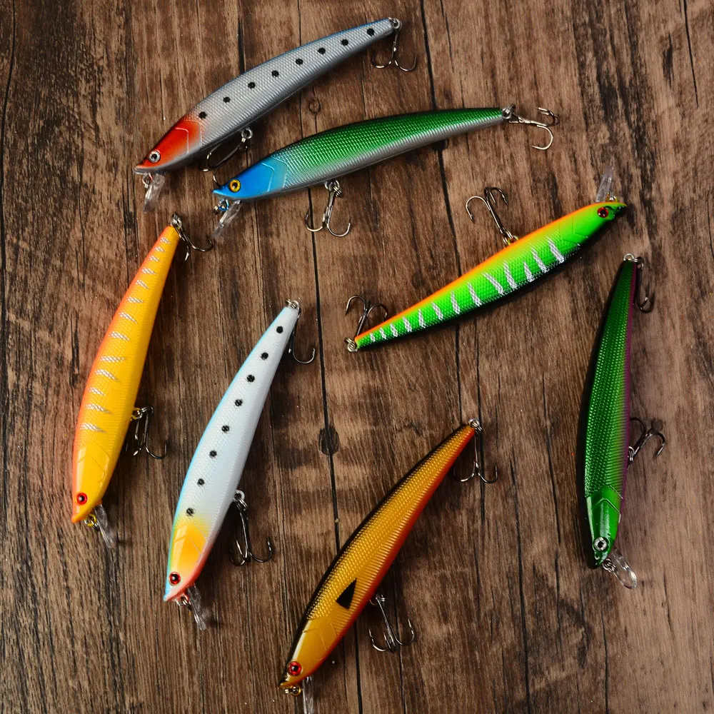 7 個のフローティングミノー プロ品質の釣りルアー ハードフローティングワブラー クランクベイト バス