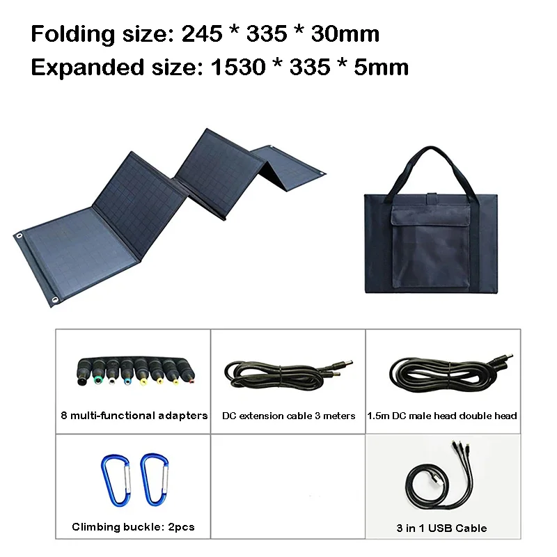 120W 18V Solar Panel Folding Bag USB+DC Output Charger Device Portable Foldable Bags Outdoor Travel Hiking Campaing Power Supply