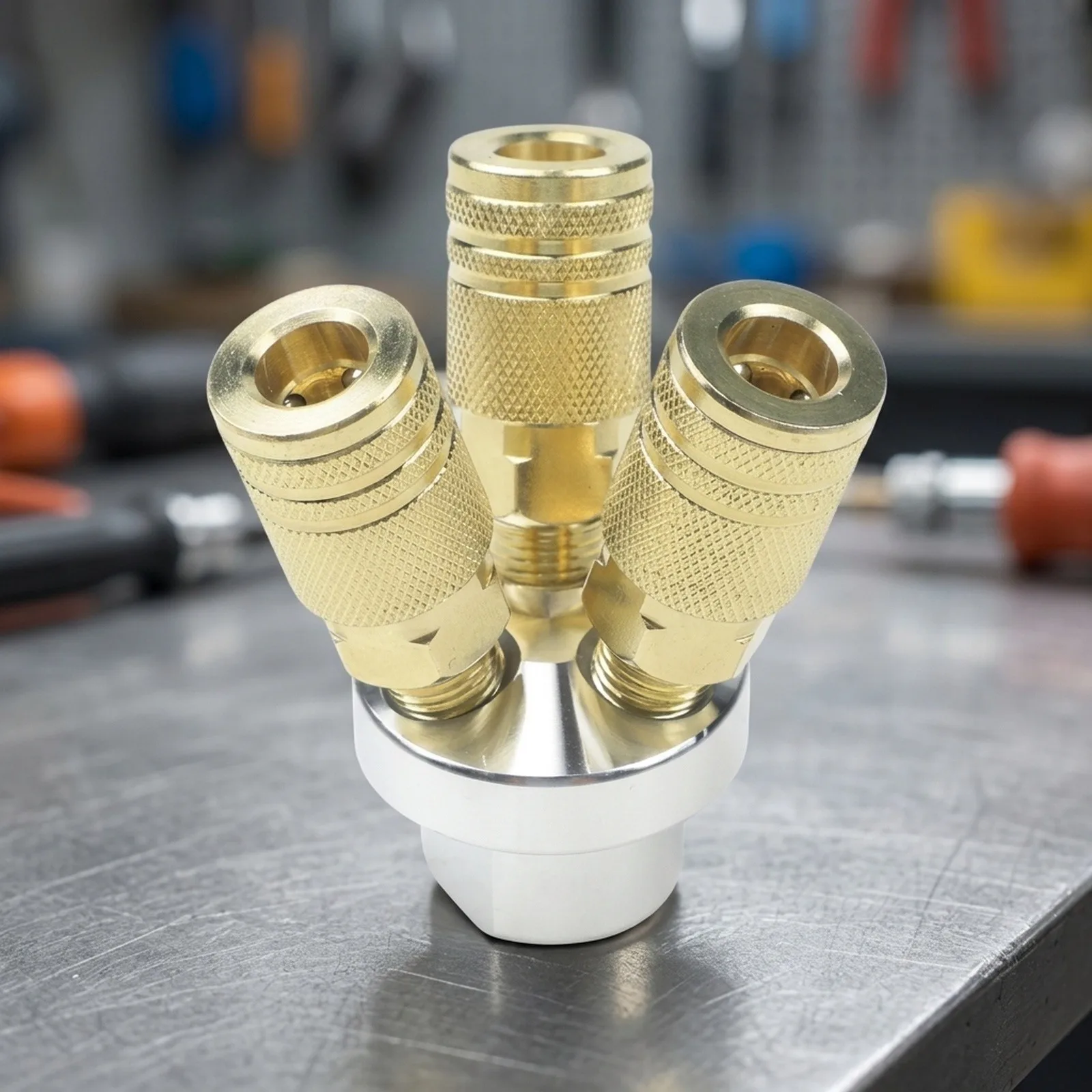 1/4 NPT Three Way Quick Connect Pneumatic Fitting Built with Aluminum and Iron for Stable Performance in High Pressure Systems