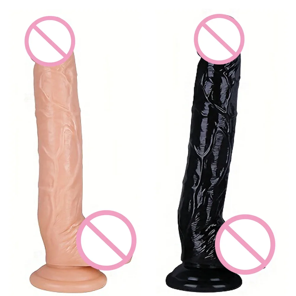 Consolador realista de 11 pulgadas y 28cm para mujer, Juguetes sexuales anales, pene falso enorme con ventosa, punto G Flexible, eje curvo y bola