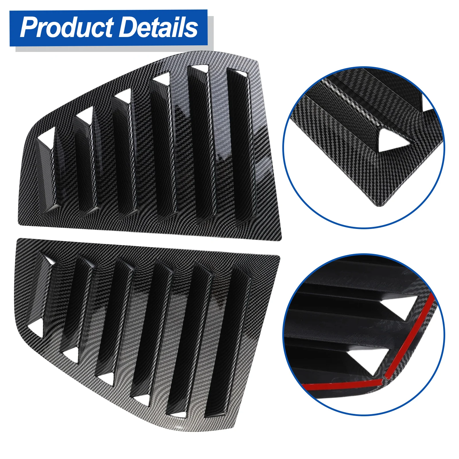Carbon Fiber MK5 Window Louver Driving Visibility Enhancer Blind Spot Reduction Interior Fading Prevention For 2003-2008