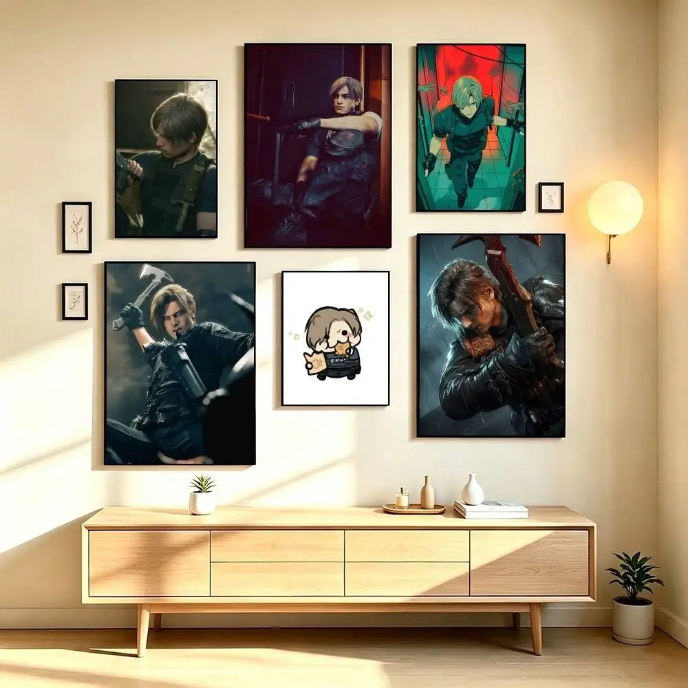 L-Leon S Kennedy Resident Evil Poster High Quality Dorm Living Room Aesthetic Wall Decoration Painting Stickers Gift