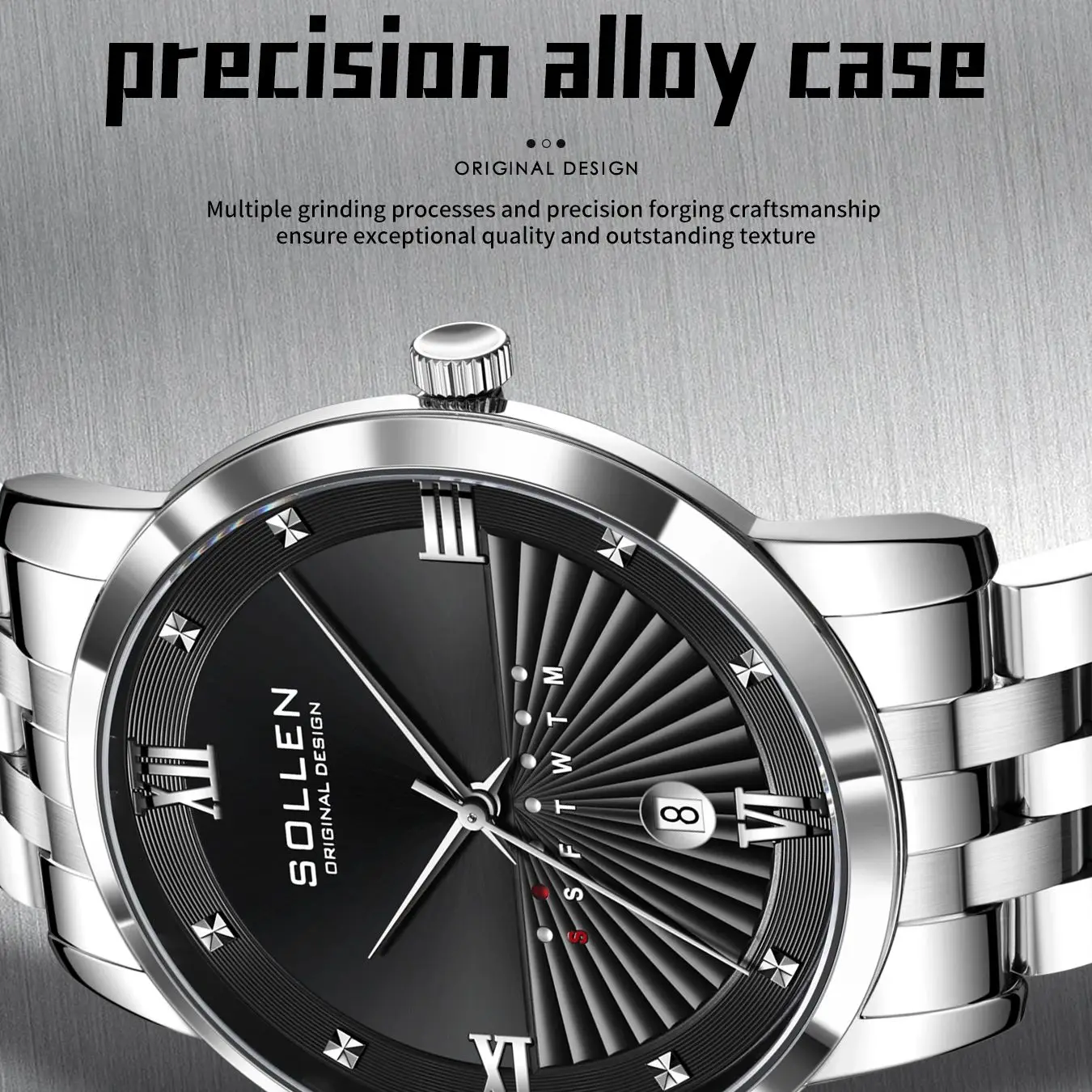 SOLLEN new men's quartz watch waterproof night light watch fashionable business men's watch