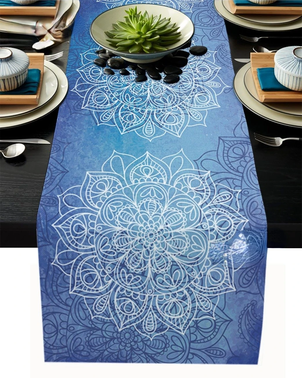 Boho Mandala Printing Table Runner for Dining Table Party Decor Anti-stain Rectangular Dining Table Runner Wedding Decoration