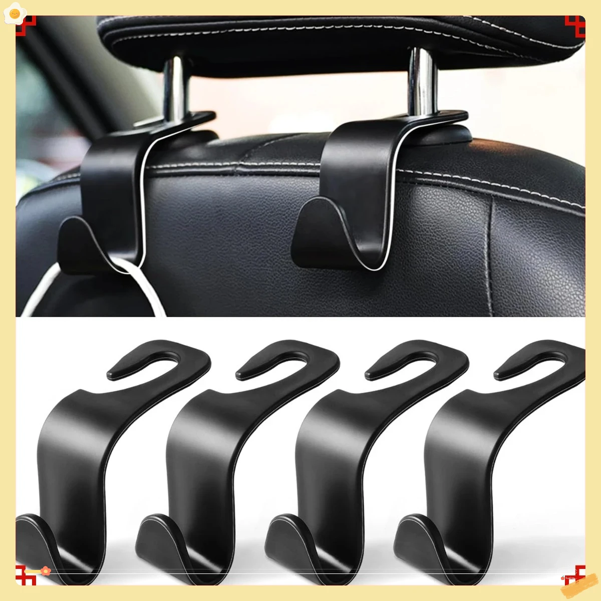 

Автомобильные крючки для спинки сиденья, органайзер из 4 штук, для кошельков, сумок для покупок, пальто, хранения в салоне автомобиля