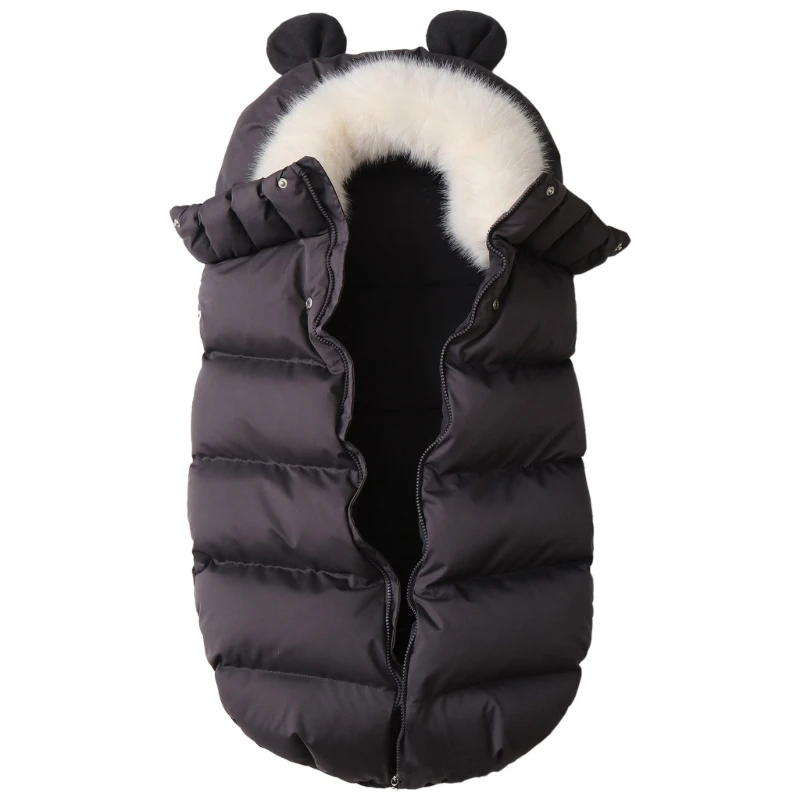 2024 Winter Toddler Footmuff for Strollers with Warm Hoodie Feature Detachable Soft Plush Collar Baby Sleeping Bag