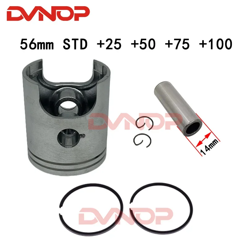 Motorcycle Piston and Ring kit For Suzuki TS125 125cc TS 125 STD +25 +50 +75 +100 56mm 56.25mm 56.5mm 56.75mm 57mm 14mm pin