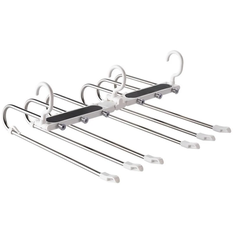 Magic pants rack, pants storage artifact, multi-functional folding hanger, special stainless steel multi-layer household hanger