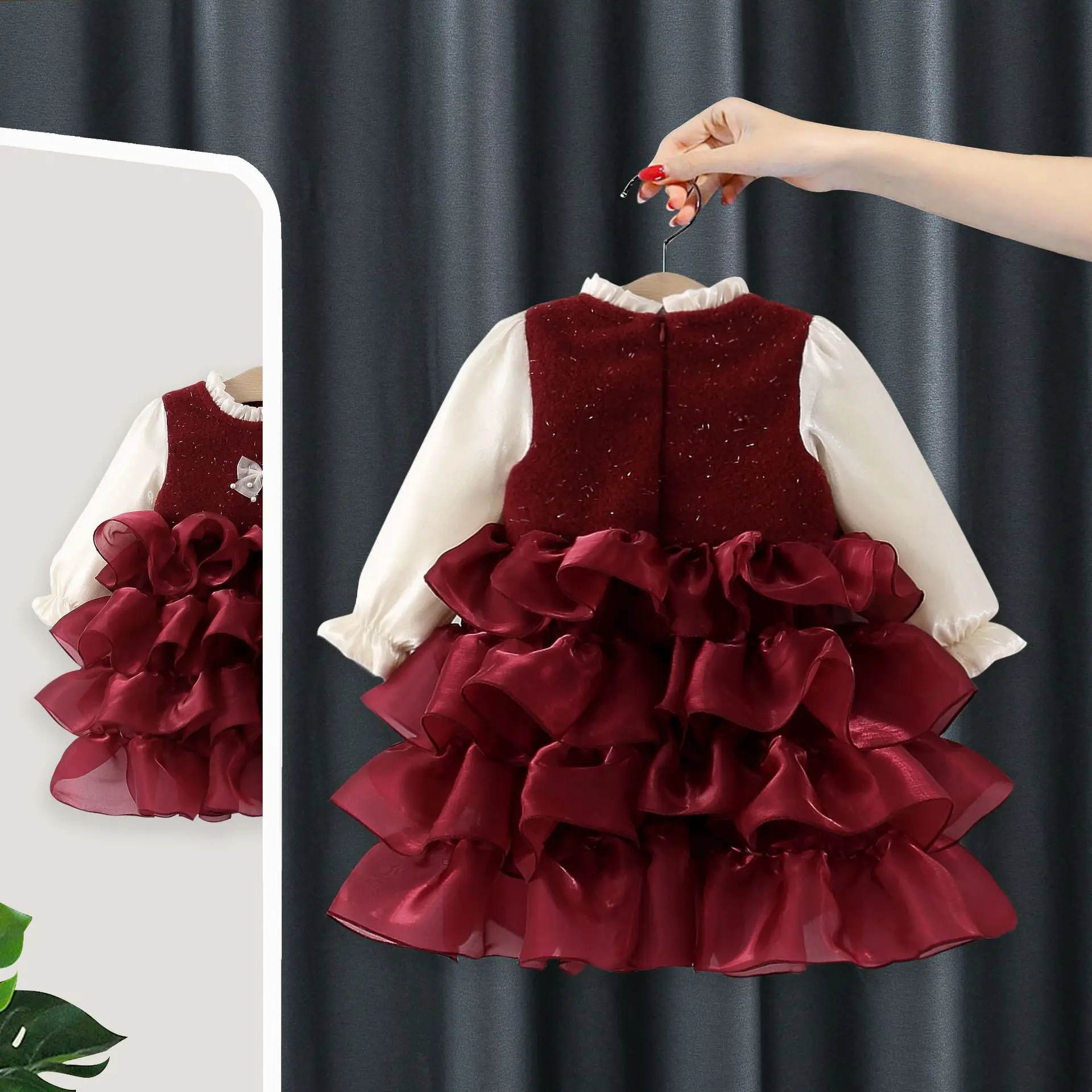 Fall winter baby girls clothing 1st birthday Christmas princess party tutu dresses dress for infant girls clothes cake dress